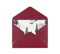 STVYUKL Biglietto di auguri con buste rosso scuro, biglietto di auguri con skilift con abete, biglietto di auguri per compleanno, matrimonio, biglietti vuoti per tutte le occasioni, 10,2 x 15,2 cm