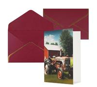 STVYUKL Biglietto di auguri con buste rosso scuro, Thinking of You Card Company Farm Tractor Happy Birthday Wedding Invitation Biglietti vuoti per tutte le occasioni 4x6