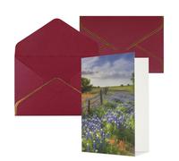 STVYUKL Biglietto di auguri con buste rosso scuro, Thinking of You, Texas Bluebonnets, scenario, buon compleanno, matrimonio, invito, biglietti vuoti per tutte le occasioni, 10,2 x 15,2 cm