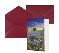 STVYUKL Biglietto di auguri con buste rosso scuro, Thinking of You, Texas Bluebonnets, scenario, buon compleanno, matrimonio, invito, biglietti vuoti per tutte le occasioni, 10,2 x 15,2 cm