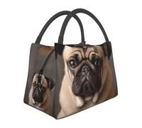 STVYUKL Borsa termica per il pranzo, riutilizzabile, a prova di perdite, con animali, carlino, cane, borsa termica per alimenti, per donne, uomini, picnic, viaggi