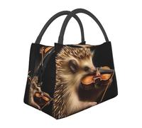 STVYUKL Borsa termica per il pranzo, riutilizzabile, a prova di perdite, con animali, riccio, musica, violino per pranzo, borsa termica per alimenti, per donne, uomini, lavoro, picnic, viaggi
