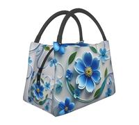 STVYUKL Borsa termica per il pranzo riutilizzabile a prova di perdite Scatola per il pranzo blu Mini fiore Swirl Lunch Cooler Tote Food Carrier per donne uomini lavoro picnic viaggio