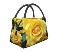 STVYUKL Borsa termica per il pranzo riutilizzabile a prova di perdite Scatola per il pranzo graziosa Rosa gialla Fiore Lunch Cooler Tote Food Carrier Per Donne Uomini Lavoro Picnic Viaggio
