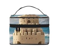 STVYUKL Building A Sandcastle, trousse per trucchi da donna, impermeabile, portatile, da viaggio, di grande capacità, con manico superiore, con cerniera