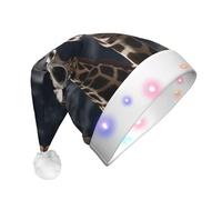 STVYUKL Divertente cappello di Babbo Natale illuminato morbido cappello di Natale per adulti unisex comfort tre giraffe che indossano occhiali da sole cappello di Natale per feste di Natale forniture