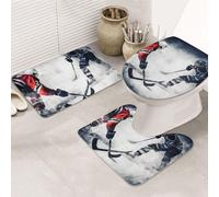 STVYUKL Set di 3 tappetini da bagno antiscivolo lavabili con contorno a forma di U, tappetini da bagno assorbenti in microfibra, tappetini da bagno per hockey su ghiaccio, tappetini da bagno per vasca