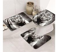 STVYUKL Set di 3 tappetini da bagno antiscivolo lavabili con contorno a forma di U, tappetini da bagno assorbenti in microfibra tappetini da bagno in microfibra nera e bianca tigre tappetini da bagno