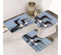 STVYUKL Set di 3 tappetini da bagno antiscivolo lavabili con contorno a forma di U, tappetini da bagno assorbenti in microfibra, tappetini da bagno con uccellini, tappetini da bagno per vasca da bagno