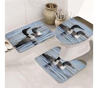 STVYUKL Set di 3 tappetini da bagno antiscivolo lavabili con contorno a forma di U, tappetini da bagno assorbenti in microfibra, tappetini da bagno con uccellini, tappetini da bagno per vasca da bagno
