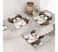 STVYUKL Set di 3 tappetini da bagno antiscivolo lavabili con contorno a forma di U tappetino da bagno assorbente in microfibra tappetini da bagno Shih Tzu Dog tappetini da bagno per vasca doccia