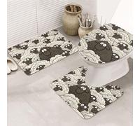 STVYUKL Set di 3 tappetini da bagno antiscivolo lavabili con contorno a forma di U tappetino da bagno assorbente in microfibra tappetini da bagno in microfibra tappetini da bagno con pecore nere
