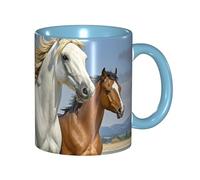 STVYUKL Tazza da caffè in ceramica da 325 ml, con comoda impugnatura, cavalli che corrono, tazza da tè per casa e ufficio