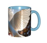 STVYUKL Tazza da caffè in ceramica da 325 ml, con comoda impugnatura, con colomba bianca che vola al sole, tazza da tè per case e uffici
