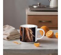 STVYUKL Tazza da caffè in ceramica da 450 ml, divertente tazza da caffè con grande manico, bassotto a pelo lungo, tazza da tè tazza regalo per latte, cacao, caffè bianco