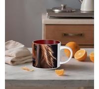 STVYUKL Tazza da caffè in ceramica da 450 ml, divertente tazza da caffè con grande manico, bassotto a pelo lungo, tazza da tè tazza regalo per latte, cacao, caffè rosso