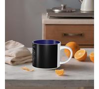 STVYUKL Tazza da caffè in ceramica da 450 ml, divertente tazza da caffè con grande manico bianco e nero a forma di testa di leone, tazza da tè tazza regalo per latte, cacao, caffè, blu navy