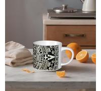 STVYUKL Tazza da caffè in ceramica da 450 ml, divertente tazza da caffè con grande manico, calendario Maya, tazza da tè della fine del mondo, tazza regalo per latte, cacao, caffè bianco
