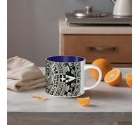 STVYUKL Tazza da caffè in ceramica da 450 ml, divertente tazza da caffè con grande manico, calendario Maya, tazza da tè fine del mondo, tazza regalo per latte, cacao, caffè, blu navy