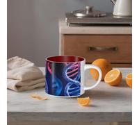 STVYUKL Tazza da caffè in ceramica da 450 ml, divertente tazza da caffè con grande manico DNA Genetic Helix, tazza da tè regalo per latte, cacao, caffè rosso