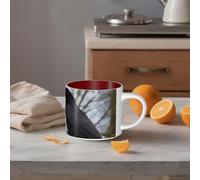 STVYUKL Tazza da caffè in ceramica da 450 ml, divertente tazza da caffè con grande manico nero corvo uccello tazza da tè tazza regalo per latte, cacao, caffè rosso