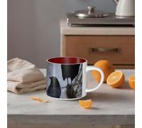 STVYUKL Tazza da caffè in ceramica da 450 ml, divertente tazza da caffè con grande manico nero corvo uccello tazza da tè tazza regalo per latte, cacao, caffè rosso
