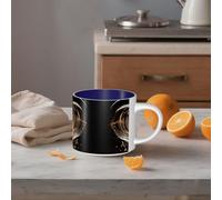 STVYUKL Tazza da caffè in ceramica da 450 ml, divertente tazza da caffè con grande manico, nota musicale, tazza da tè tazza regalo per latte, cacao, caffè, blu navy