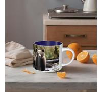 STVYUKL Tazza da caffè in ceramica da 450 ml, divertente tazza da caffè con manico grande, tazza da tè con mamma orsa e suoi cuccioli, tazza regalo per latte, cacao, caffè, blu navy