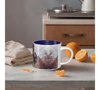 STVYUKL Tazza da caffè in ceramica da 450 ml, divertente tazza da caffè con manico grande, tazza da tè con chiesa armena, tazza regalo per latte, cacao, caffè, blu navy