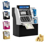 STWBHW Salvadanaio Digitale, salvadanaio Intelligente ATM, salvadanaio elettronico, Mini Cassa di Risparmio ATM Elettronica con Carta di debito, cassaforte a Forma di Cartone Animato(Black)