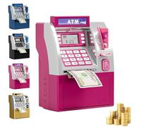 STWBHW Salvadanaio Digitale, salvadanaio Intelligente ATM, salvadanaio elettronico, Mini Cassa di Risparmio ATM Elettronica con Carta di debito, cassaforte a Forma di Cartone Animato(Pink)
