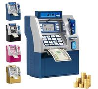 STWBHW Salvadanaio Digitale, salvadanaio Intelligente ATM, salvadanaio elettronico, Mini Cassa di Risparmio ATM Elettronica con Carta di debito, cassaforte a Forma di Cartone Animato(Blue)