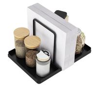 STWWO Portatovaglioli da Tavolo Nero in Metallo Con Caddy per Sale e Pepe, Porta Tovaglioli Moderno per l'Arredamento di Tavoli da Cucina, Ristorante e Bar