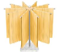 STWWO Stendi Pasta Fresca Essiccatoio per Pasta con 10 Bracci Rimovibili Acciaio Inossidabile 304 Stendipasta Essicatore per Asciugare 2 kg Pasta Spaghetti Tagliatelle Fresca in Casa, Base in marmo