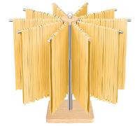 STWWO Stendi Pasta Fresca Essiccatoio per Pasta in Legno con 10 Bracci Rimovibili Acciaio Inox 304 Stendipasta Essicatore per Asciugare 2 kg Pasta Spaghetti Tagliatelle Fresca, Altezza Regolabile