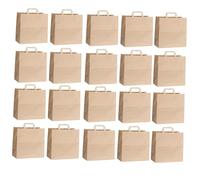 Stxdynjy 50 Sacchetti di Carta Marrone con Manici Piatti, Resistenti, Riutilizzabili, Ideali Come Sacchetti Regalo E Sacchetti per Riciclabili per Fes, 28x28x15 Cm