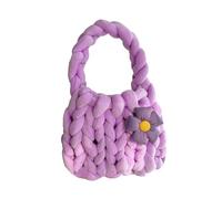 Stxdynjy Borsa da donna all'uncinetto, multiuso, morbida e alla moda, ideale per lavoro, feste, viaggi all'aperto e primavera., Viola, 35cm, come descritto