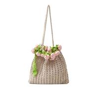 Stxdynjy Bouquet Woven Bouquet Practical Tote per la festa di viaggio dello shopping, Rosa