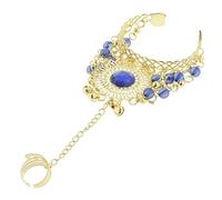Stxdynjy Bracciale Belly Dance Donna con Campanelli E Anello Decorativo Bracciale Vintage Multilayer in Metallo Adatto per Party di Danza Indiana, Blu