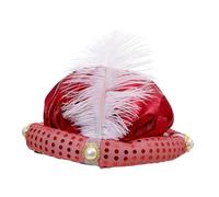 Stxdynjy Cappelli Turbanti da Sultano Indiano, Cappello da Principe, Arabo, Cappello da Sultano, Fasce per La Testa per Costumi, Accessori, Rosso