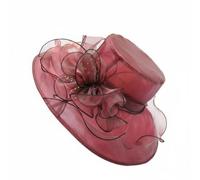Stxdynjy Cappello da Sole Donna con Larga in con Applicazione Floreale Cappello Elegante Protezione dai Raggi Solari Leggero Traspirante Facile da, Borgogna
