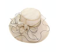 Stxdynjy Cappello da Sole Donna con Larga in con Applicazione Floreale Cappello Elegante Protezione dai Raggi Solari Leggero Traspirante Facile da, Beige