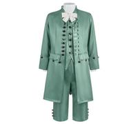 Stxdynjy Costume Principe Uomo Completo Medievale Cappotto a Coda Gilet Pantaloni Corti Cravatta da Collo Polsini in Pizzo Materiale Poliestere Adatto a