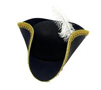 Stxdynjy Halloween Hat Cappello Pirata Feltro Accessorio Costume Vintage Adulti Unisex Retro Adatto per Feste Tematiche Fotografia Decorazione C, Nero