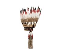 Stxdynjy Performance Headdress Copricapo Diadema Accessorio Ornamento in Piume con Frontale a Ventaglio Scenografico Fascia Intrecciata E Lacci per Stabilità, Stile Perline Rosse