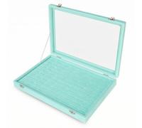 Stxdynjy Scatola per Anelli Resistente Espositore | 100 Scomparti, Anelli con Coperchio Trasparente, Spazioso, per Toeletta, Azzurro