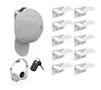 Stycypel 10 supporti per cappelli, ganci autoadesivi, organizer per cappelli da baseball, da parete, non sono necessari chiodi o fori, adatti per pareti, armadi, porte, negozi, ecc