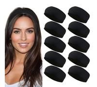 Styla Hair Confezione da 10 fasce per capelli da yoga, in cotone elastico, multifunzione, per sport, fasce elastiche (nero)