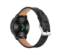 (Style A Garmin Vivoactive 3, Black) For Garmin Vivoactive 3/Vivomove HR Top-layer Cowhide Leather Silver Buckle Watch Strap 20mm