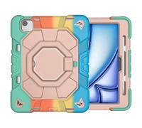 (Style A, Multicolor) Case for Tablet with Hand Grip and Kickstand Compatible with iPad Air 11 (2024) Made of PC and Silicone